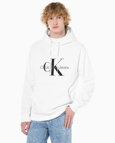 Buy 남성 롱슬리브 릴렉스핏 모노그램 기모후디 in color BRIGHT WHITE