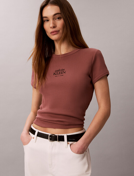 여성 베이비 립 로고 티