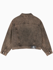 Buy 남성 박시 데님 자켓 in color MID BLUE BACK EMBRO