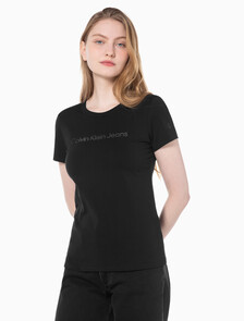 Buy 여성 인스티튜셔널 슬림핏 반팔 티셔츠 in color CK BLACK