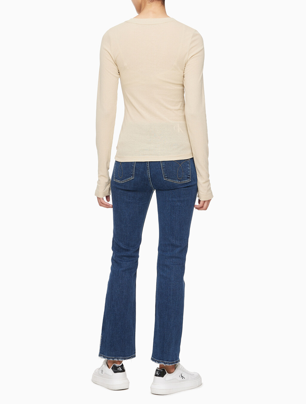 Buy 여성 쉬어 롱슬리브 탑 in color PALE KHAKI