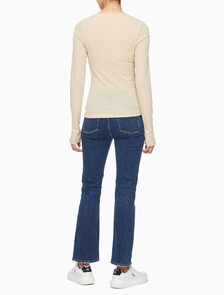 Buy 여성 쉬어 롱슬리브 탑 in color PALE KHAKI