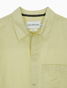 Buy 남성 소프트 린넨 반팔 셔츠 in color GREEN