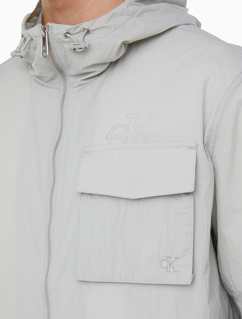 Buy 남성 릴렉스핏 라이트 후드 나일론 집업 자켓 in color PURITAN GRAY