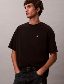 Buy 남성 릴렉스핏 아카이브 로고 반팔 티셔츠 in color BLACK