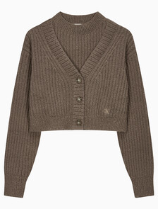 Buy 여성 2 IN 1 셔닐 가디건 in color BROWN