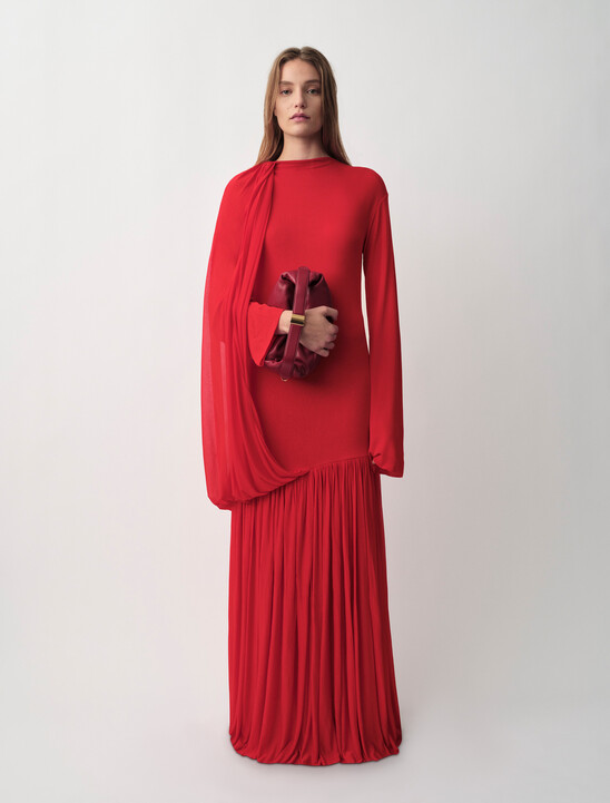 SARA WOMENS DRAPED JERSEY DRES