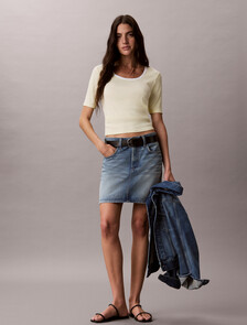 Buy 여성 베이비립 스쿱 컷아웃 탑 in color Light Yellow