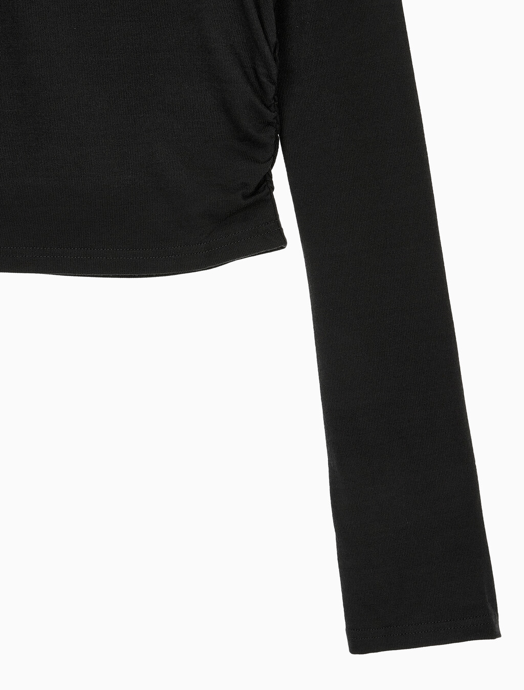 Buy 여성 텍스쳐 게더 베이비 롱슬리브 티 in color CK BLACK