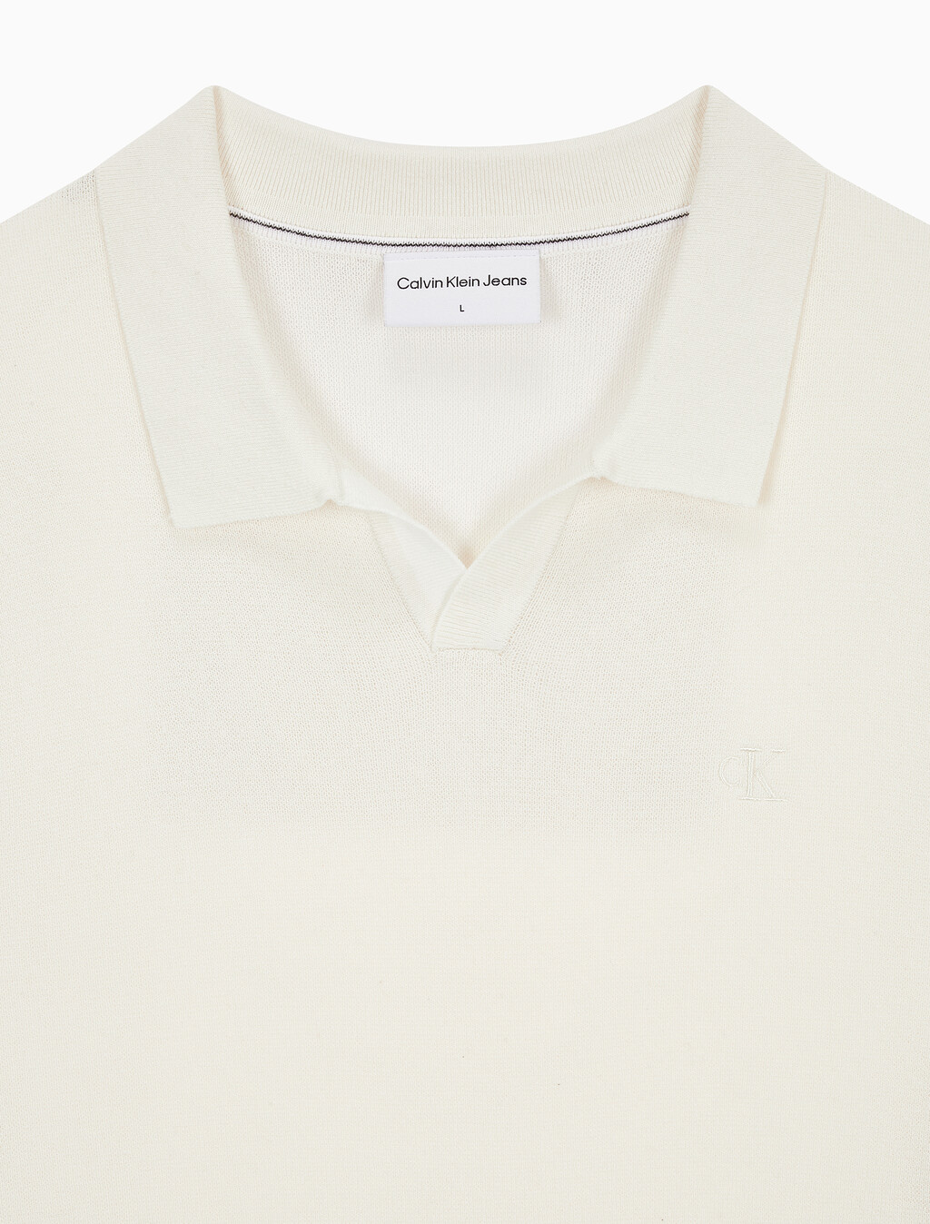 Buy 남성 CK 로고 폴로 반팔 스웨터 in color WHITE