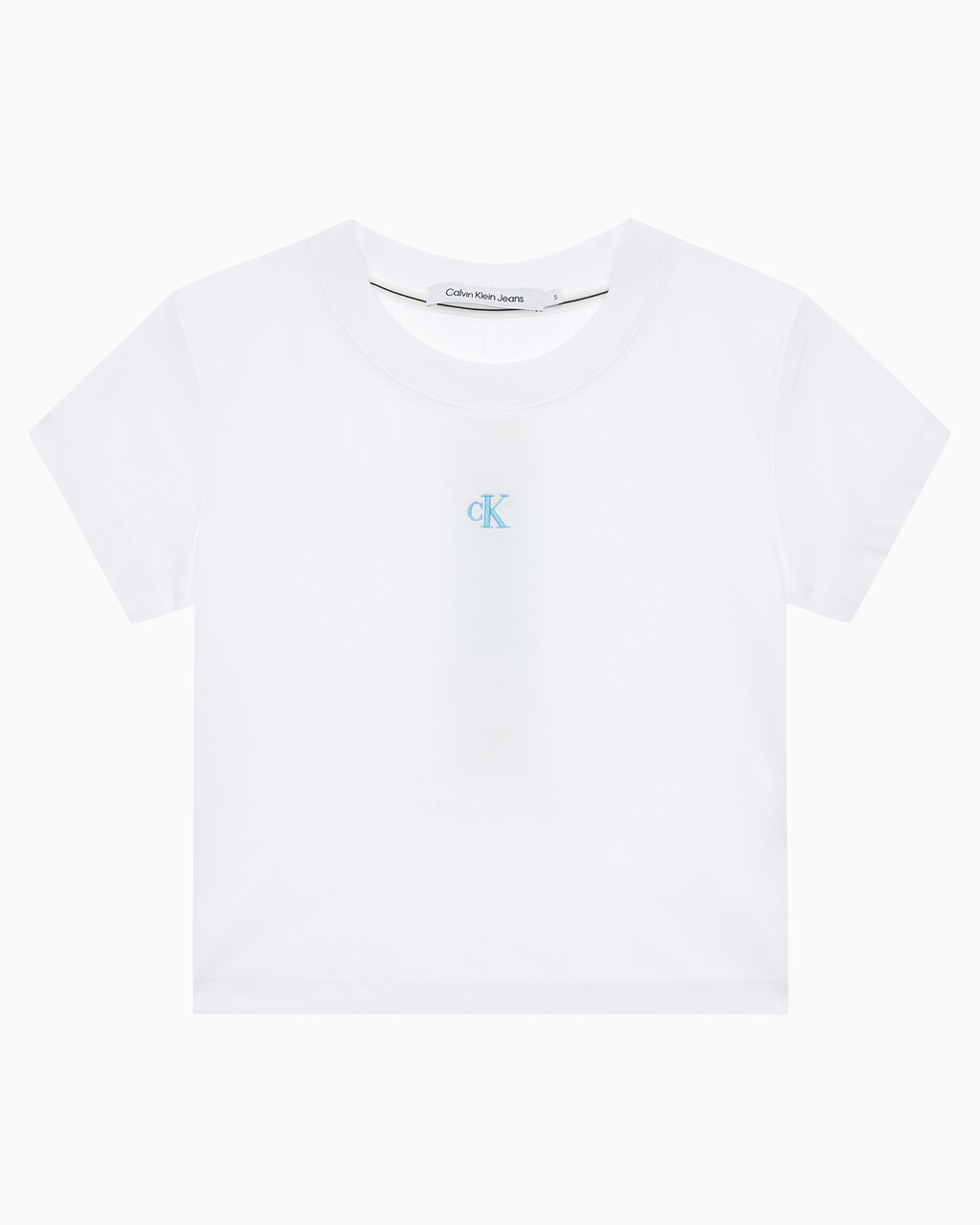Buy 여성 그래픽 베이비핏 크롭 반팔 티셔츠 in color BRIGHT WHITE