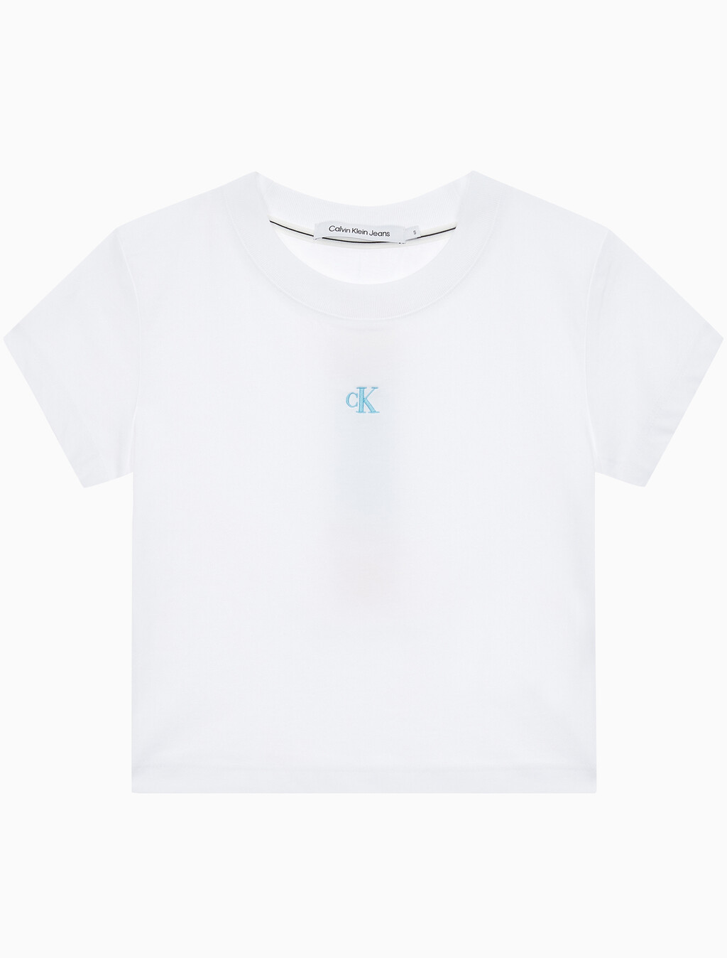 Buy 여성 그래픽 베이비핏 크롭 반팔 티셔츠 in color BRIGHT WHITE