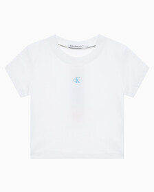 Buy 여성 그래픽 베이비핏 크롭 반팔 티셔츠 in color BRIGHT WHITE