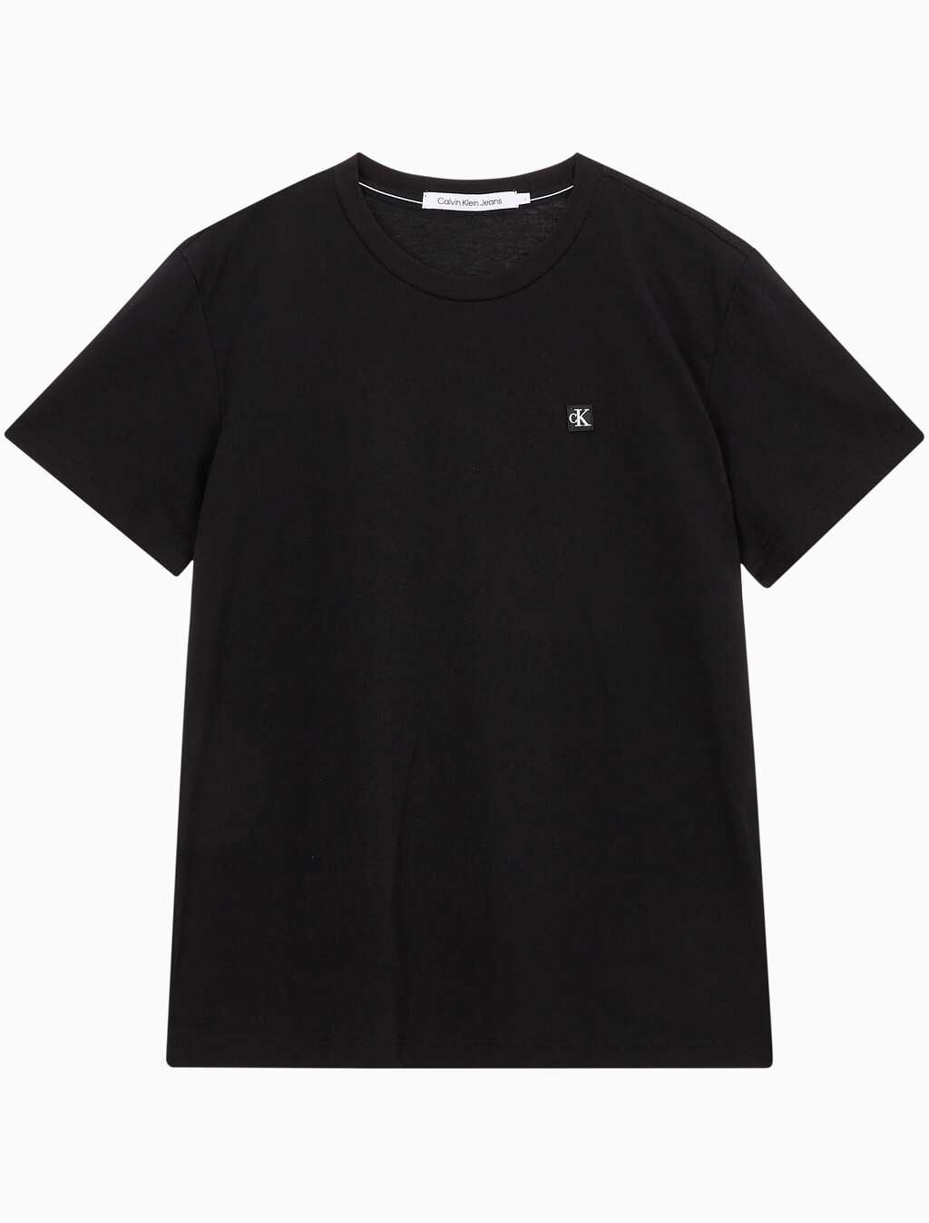 Buy 남성 레귤러핏 CK 로고 뱃지 반팔 티셔츠 in color CK BLACK