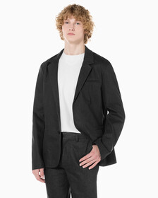 Buy 남성 롱슬리브 언라인드 스트럭쳐 블레이저 in color CHARCOAL