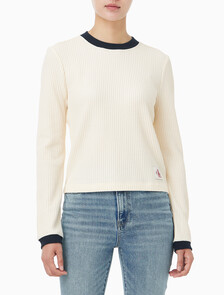 Buy 여성 L/S 와플 티셔츠 in color White