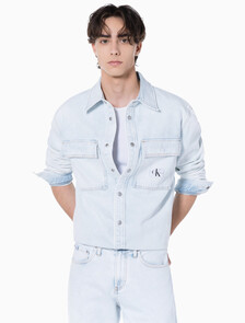 Buy 남성 릴렉스핏 데님 셔츠 in color CHALKY BLUE