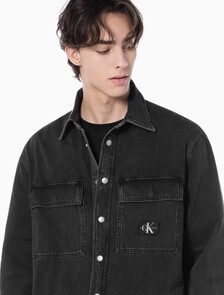 Buy 남성 릴렉스핏 데님 셔츠 in color WASHED BLACK LOGO LACE