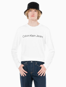 Buy 남성 레귤러핏 인스티튜셔널 긴팔 티셔츠 in color BRIGHT WHITE