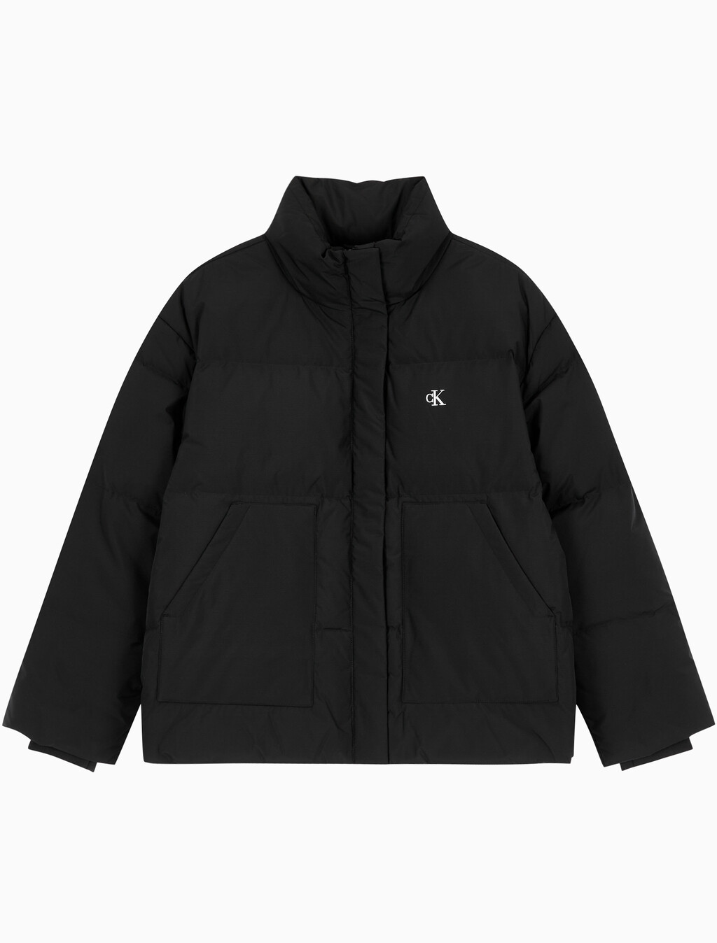 Buy 여성 숏랭스 스탠드 카라 푸퍼 다운 재킷 in color CK BLACK