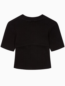 Buy 여성 3 IN 1 립 반팔 스웨터 in color CK BLACK