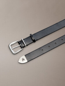 Buy 여성 하드웨어 엔드팁 버클 벨트 30mm in color Ck Black / Antique Nickel