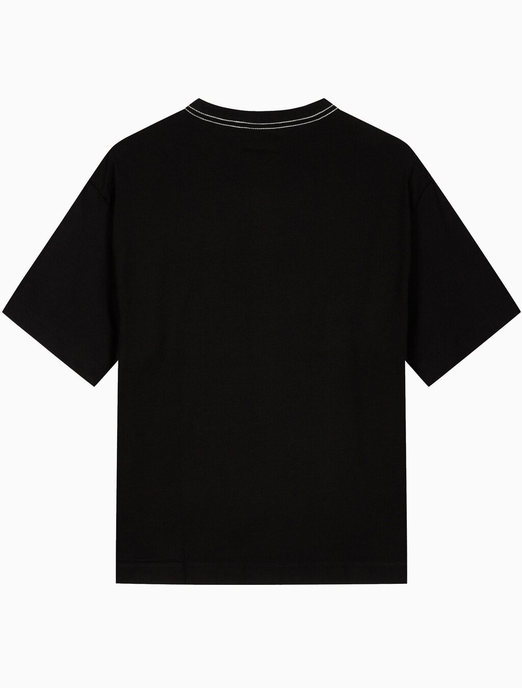 Buy 남성 릴렉스핏 탑스티치 패치 로고 반팔 티셔츠 in color BLACK