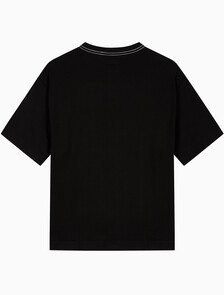 Buy 남성 릴렉스핏 탑스티치 패치 로고 반팔 티셔츠 in color BLACK