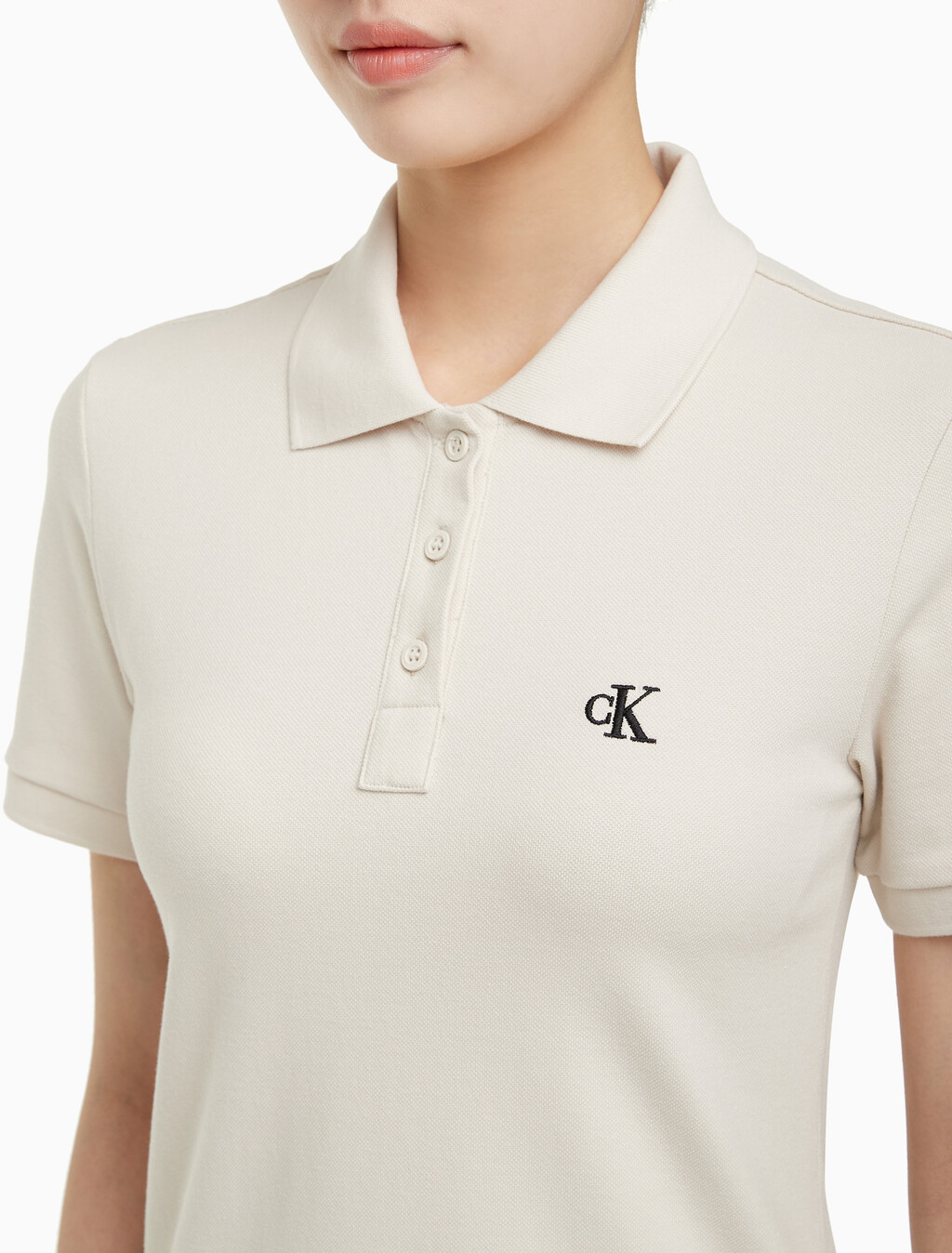 Buy 여성 CK 로고 폴로 반팔 원피스 in color BLUR FLORAL_BLACK