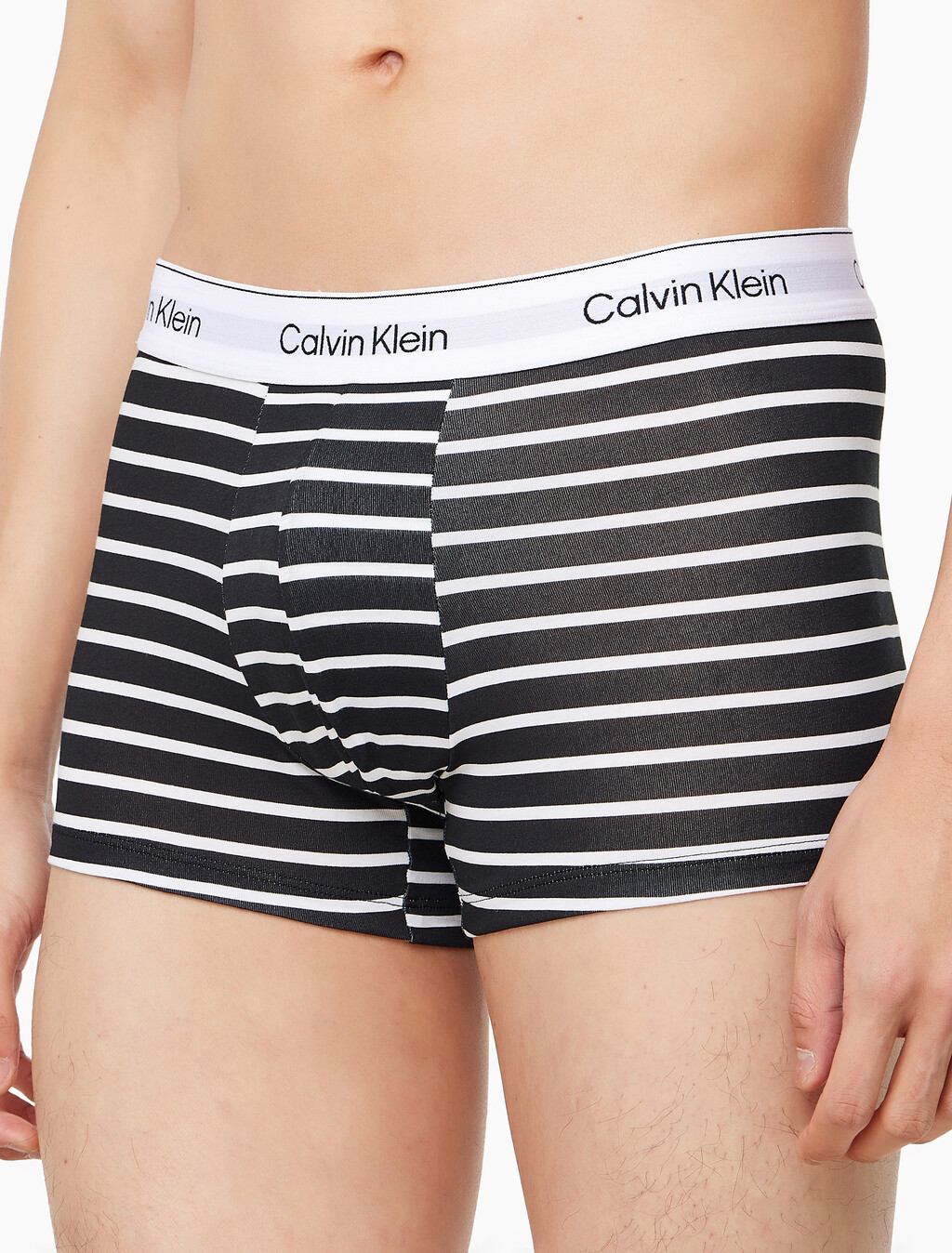Buy 남성 아이콘 코튼 스트레치 2PK 트렁크 in color BLACK/LEADER STRIPE BLACK