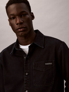 Buy 남성 블루블랙 스톤 90S 오버셔츠 in color BLUE BLACK