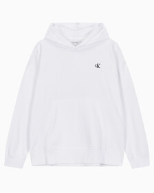 Buy 남성 아카이브 릴렉스핏 CK 스몰 로고 기모 후디 in color BRILLIANT WHITE