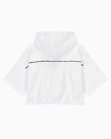 Buy 여성 로고 피핑 크롭 반팔 후디 in color BRIGHT WHITE