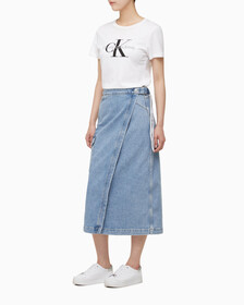 Buy 여성 맥시 데님 랩 스커트 in color 028A CHALKY BLU