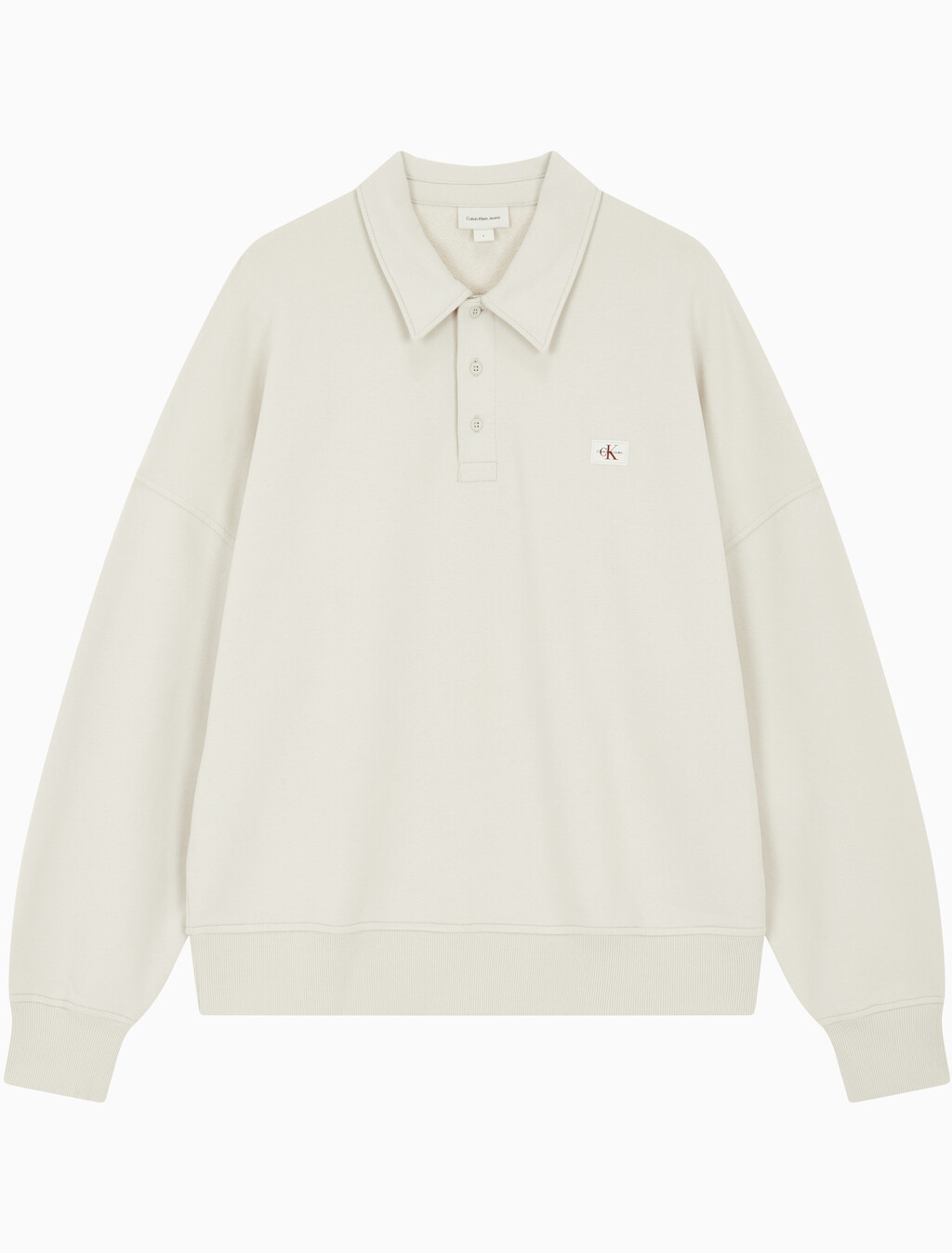 Buy 남성 릴렉스핏 하프 버튼 럭비 스웻셔츠 in color LIGHT BEIGE