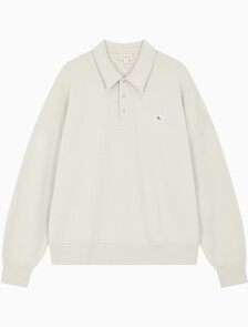 Buy 남성 릴렉스핏 하프 버튼 럭비 스웻셔츠 in color LIGHT BEIGE