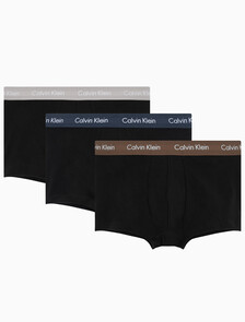 Buy 남성 EU 코튼 스트레치 3PK 로우 라이즈 드로즈 3PK in color BLACK