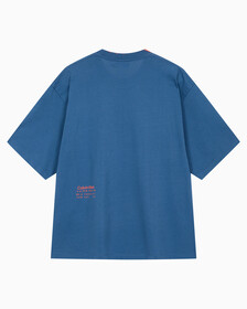 Buy 남성 숏슬리브 플로랄 셰도우 크루넥 티 in color NAVY