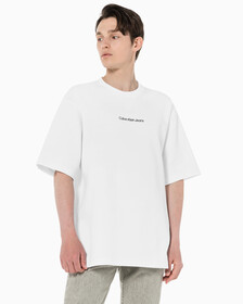 Buy 남성 릴렉스핏 인스티튜셔널 로고 반팔 스웨트셔츠 in color BRIGHT WHITE