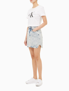 Buy 여성 A라인 데님 미니 스커트 in color CHALKY BLUE