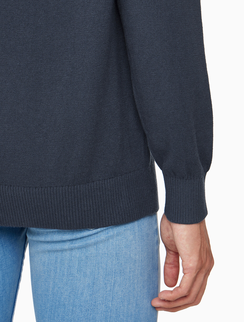 Buy 남성 CK 인타르시아 믹스 스티치 스웨터 in color NAVY