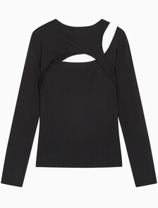 Buy 여성 롱슬리브 레이어드 탑 in color CK BLACK