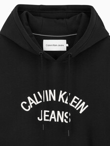 Buy 남녀공용 커브드로고 후디 in color CK BLACK