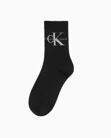 Buy 여성 모노그램 로고 크루 삭스 (블랙 1 PAIR) in color BLACK