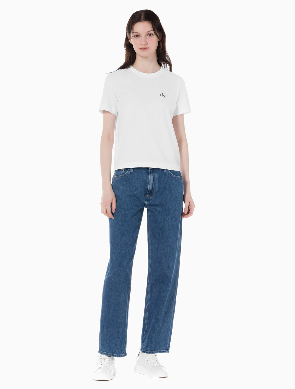 Buy 여성 90's 스트레이트핏 미드블루 데님 in color MID BLUE BACK EMBRO