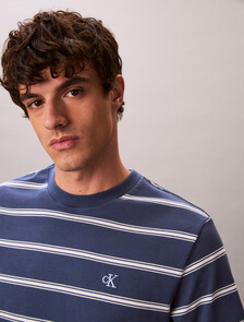 Buy 이지 스트라이프 크루넥 티 in color Dark Blue