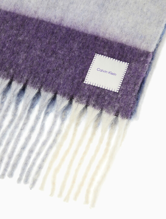 남녀공용  패치로고 배색 체크 머플러