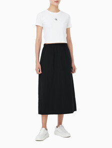 Buy 여성 나일론 블랙 미디 스커트 in color BLACK