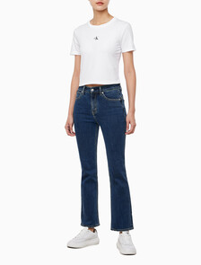 Buy 여성 슬림핏 베이비 크롭 반팔 티셔츠 in color BRIGHT WHITE