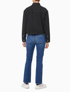 Buy 여성 크롭 대드 데님 셔츠 in color WASHED BLACK LOGO LACE